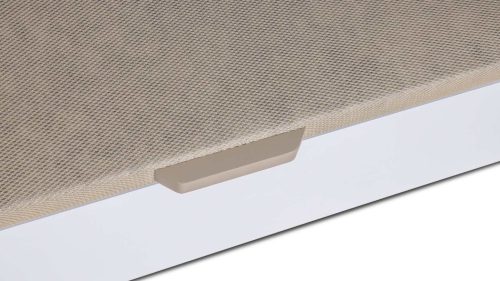 Detalle del tirador frontal y tejido 3D de la tapa del Canapé abatible CHESTIA
