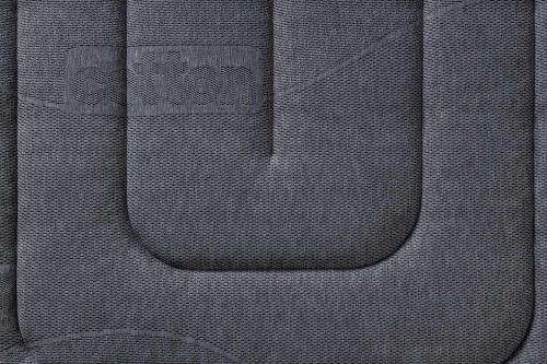 Detalle lateral gris con logo del Colchón ZEUS CHESTIA