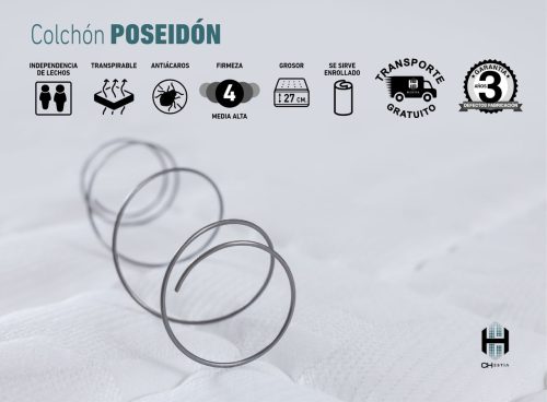 Características técnicas del Colchón Poseidón Chestia de muelles ensacados y confort firme